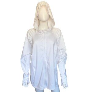 Yogalicious Lux Performance White Zip Hoodie Thumbhole Cuffs Womens Size 1X